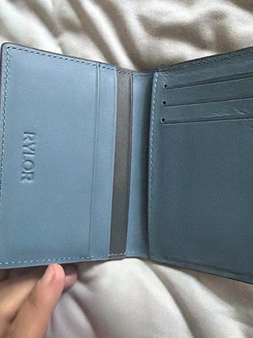 RYLOR Two-Tone Wallet in Gray & Blue Like New